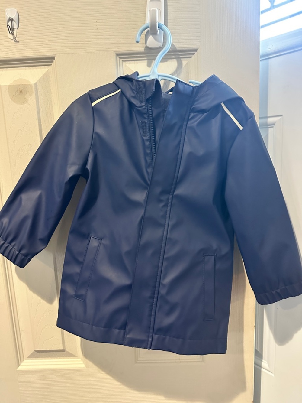 Cat & Jack Navy Blue Hooded Kids Raincoat with Reflective Trim